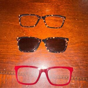 Pair - Larking Stylish Tortoise and Red magnetic Frames 3 piece brand new